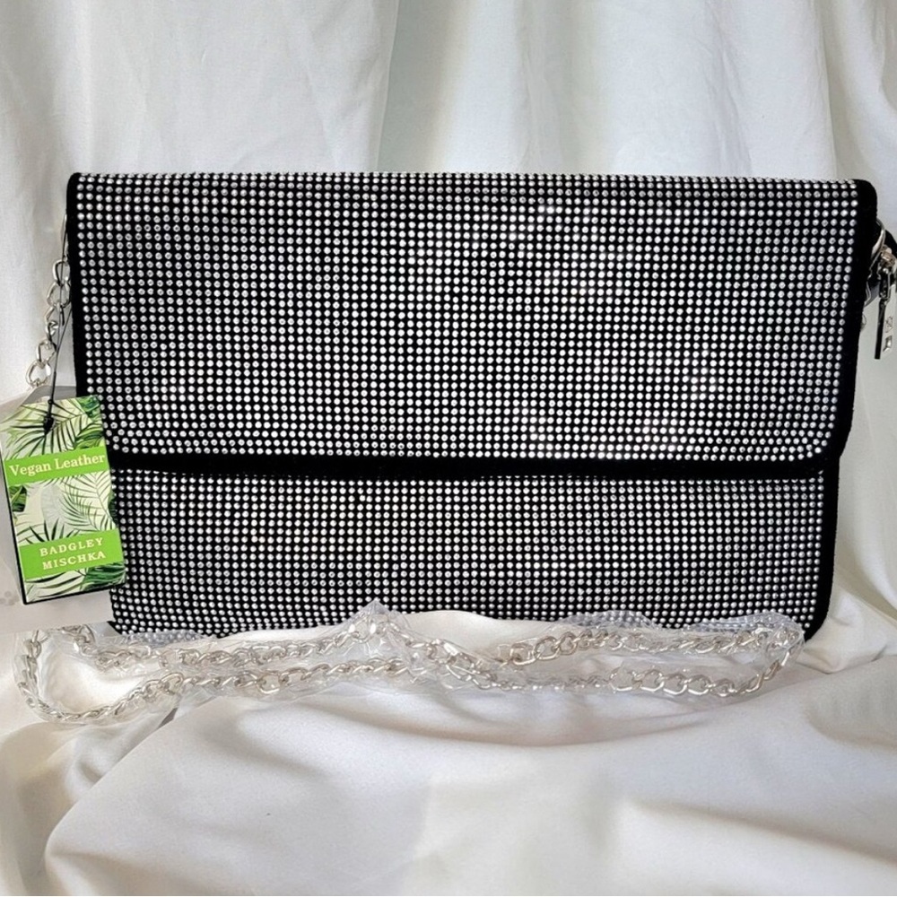 Badgley Mischka 🎁Gift ready Rhinestone Crossbody Bag Vegan Leather NWT Authentic